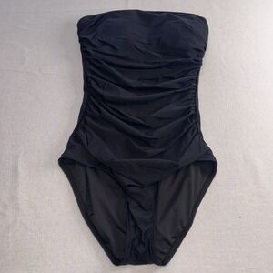 J Crew Ruched Bandeau One-Piece Swimsuit Black Size 4‎